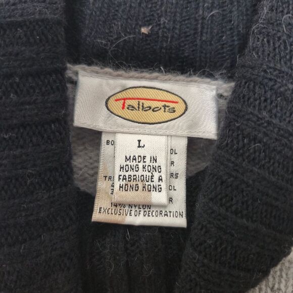 Talbots Gray and Black Cowl Neck Sweater with Penguin Design Vintage Size Large - Picture 5 of 5